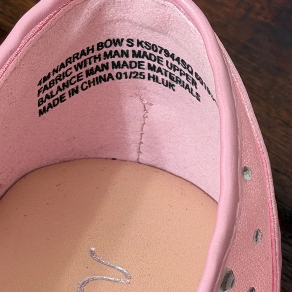 Sugar Flats Shoes Big Girl Size 4M – Pink with Sparkly Rhinestones & Bow